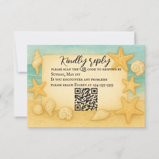 Coastal Seascape QR Code RSVP Card (正面)