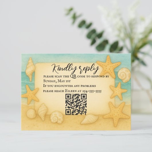 Coastal Seascape QR Code RSVP Card (スタンド正面)