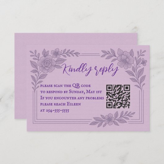 Coastal Seascape QR Code RSVP Card (正面/裏面)