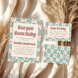 Coastal Seashell Beach Baby Shower Books for Baby エンクロージャーカード