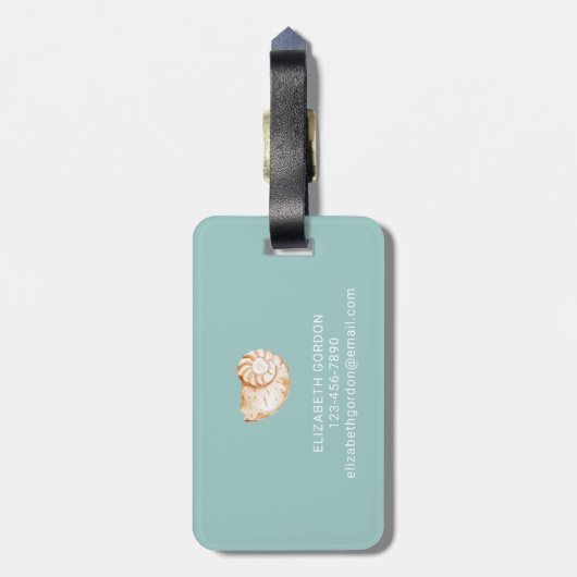 Coastal Seashell Beach Custom Elegant Travel ラゲッジタグ (裏面縦)