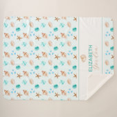 Coastal Seashell Beach House Decor Monogram シェルパブランケット (正面(横))