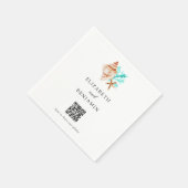 Coastal Seashell Beach Wedding QR Code Share Photo スタンダードカクテルナプキン (角)