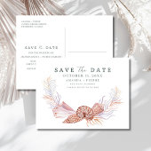 Coastal Seashell Beach Wedding Save the Date 案内ポストカード
