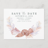 Coastal Seashell Beach Wedding Save the Date 案内ポストカード (正面)