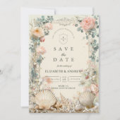 Coastal Seashell Botanical Wedding セーブザデート (正面)