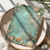 Coastal Seashell Botanical Wedding 出欠カード