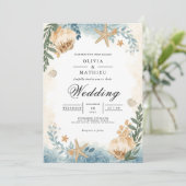 Coastal Seashell Botanical Wedding 招待状 (スタンド正面)