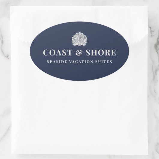 Coastal Seashell Brand Logo 楕円形シール (バッグ)