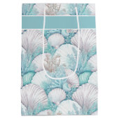 Coastal Seashell & Coral Pattern#3 ID1009 ミディアムペーパーバッグ (裏面)