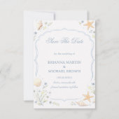 Coastal Seashell Floral Announcement セーブザデート (正面)