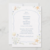 Coastal Seashell Floral Elegant 招待状 (正面)