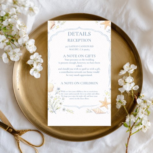 Coastal Seashell Floral Response 出欠カード