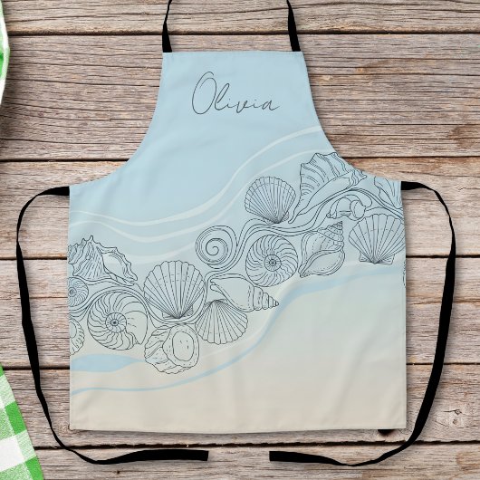 Coastal Seashell Line Art エプロン