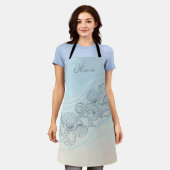 Coastal Seashell Line Art エプロン (着用した状態)