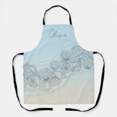 Coastal Seashell Line Art エプロン (正面)