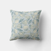 Coastal Seashell Pattern Throw Pillow (Blue & Sand クッション (裏面)
