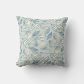 Coastal Seashell Pattern Throw Pillow (Blue & Sand クッション (正面)