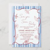 Coastal Seashell Sea You Soon Baby Shower 招待状 (正面)