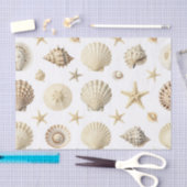 Coastal Seashell Starfish Seamless Pattern 薄葉紙 (クラフト)