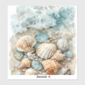 Coastal Seashell Watercolor Driftwood Scene シール (シート)