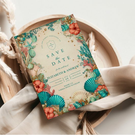 Coastal Seashell Wedding セーブザデート
