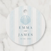 Coastal Seashell White Blue Wedding フェイバータグ (裏面)
