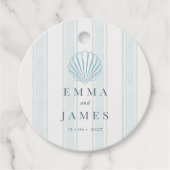 Coastal Seashell White Blue Wedding フェイバータグ (正面)
