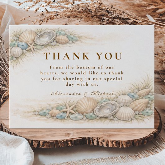 Coastal Seashell Wreath Wedding サンキューカード