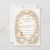 Coastal Seashell Wreath Wedding 出欠カード (正面)