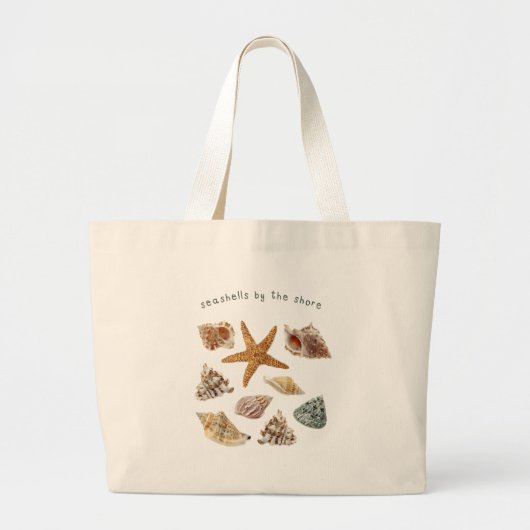 Coastal Seashells Aesthetic Large Tote Bag ラージトートバッグ (正面)