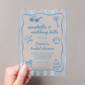 Coastal Seashells and Wedding Bells Bridal Shower アクリル招待状 (インサイチュ (ポータブル))