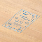 Coastal Seashells and Wedding Bells Bridal Shower アクリル招待状 (レイダウン)