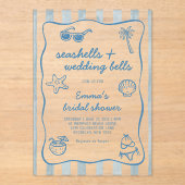 Coastal Seashells and Wedding Bells Bridal Shower アクリル招待状 (正面)