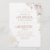 Coastal Seashells Beach Wedding Photo 招待状 (正面)