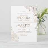 Coastal Seashells Beach Wedding Photo 招待状 (スタンド正面)