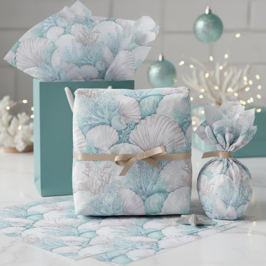 Coastal Seashells & Coral Pattern#3 ID1009 薄葉紙