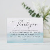 Coastal Seaside Bridal Shower | Watercolor Blue サンキューカード (スタンド正面)