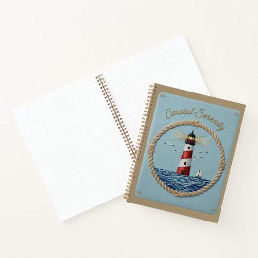 Coastal Serenity Embroidered Lighthouse Journal ノートブック (内部)