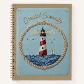 Coastal Serenity Embroidered Lighthouse Journal ノートブック (正面)