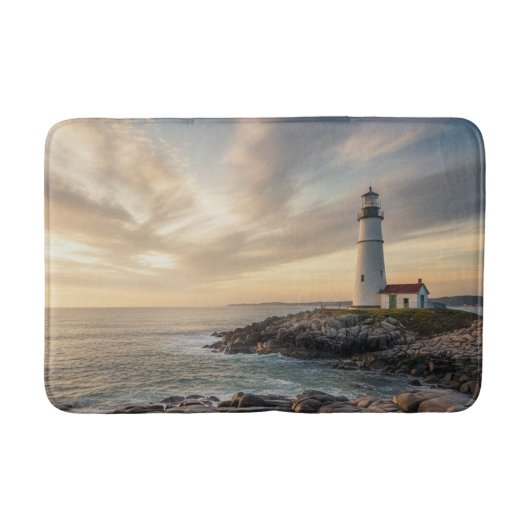 Coastal Serenity Lighthouse Bath Mat バスマット (正面)