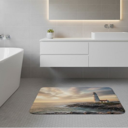 Coastal Serenity Lighthouse Bath Mat バスマット