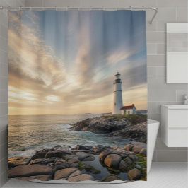 Coastal Serenity Lighthouse Shower Curtain シャワーカーテン