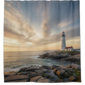 Coastal Serenity Lighthouse Shower Curtain シャワーカーテン (正面)