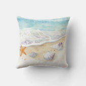 Coastal Serenity Waves Throw Pillow クッション (裏面)
