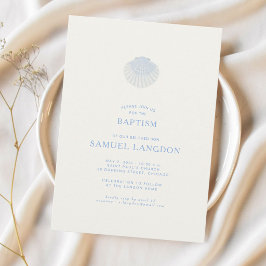 Coastal shell blue Christian baptism Invitation 招待状