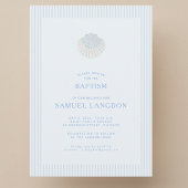 Coastal shell blue striped baptism Invitation 招待状