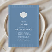 Coastal shell blue striped baptism Invitation 招待状