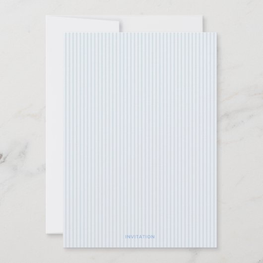 Coastal shell blue striped baptism Invitation 招待状 (裏面)