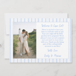 Coastal Shell Blue Wedding Welcome Bag Card Photo サンキューカード